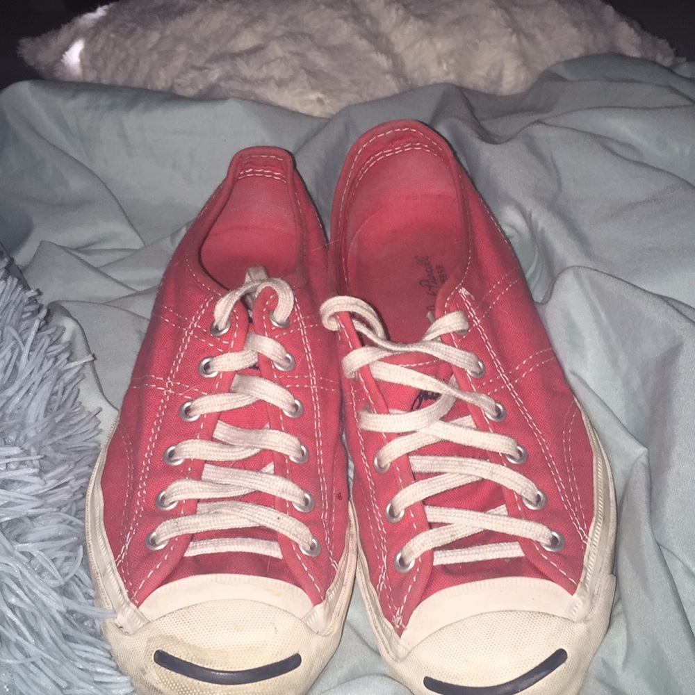 Red converse X jack purcell low tops